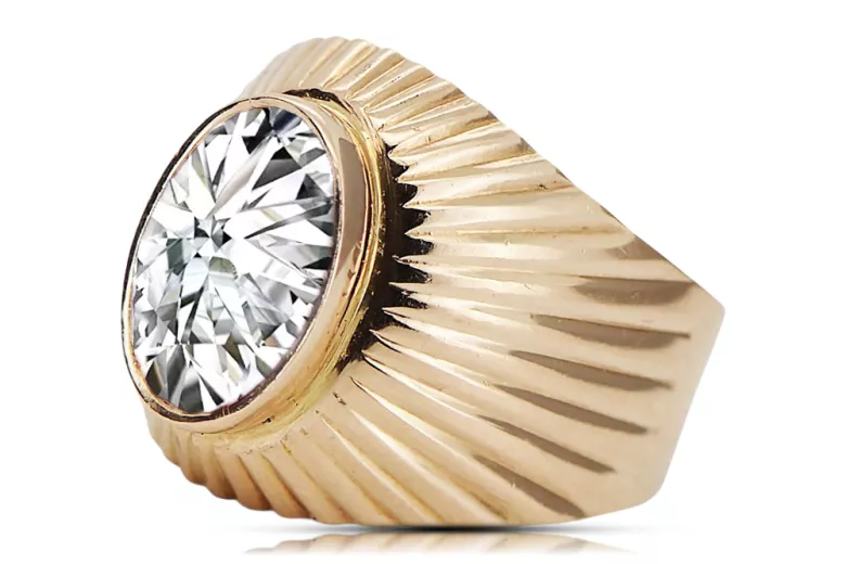 Vintage style Ring Zircon Original Vintage 14K Rose Gold vrc127r